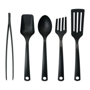 A basic utensil set with the added bonus of having the skinny tongs for dumplings, raviolis, spring rolls etc.