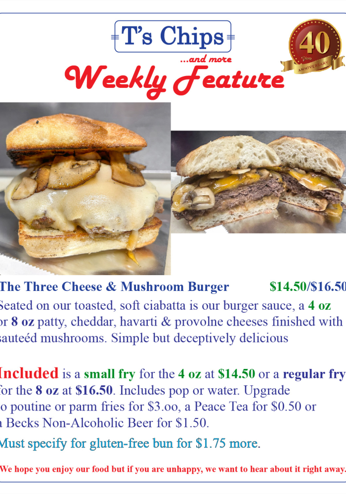 Weekly Feature 3 Cheese & Mushroomt Burger Jun 30 2023