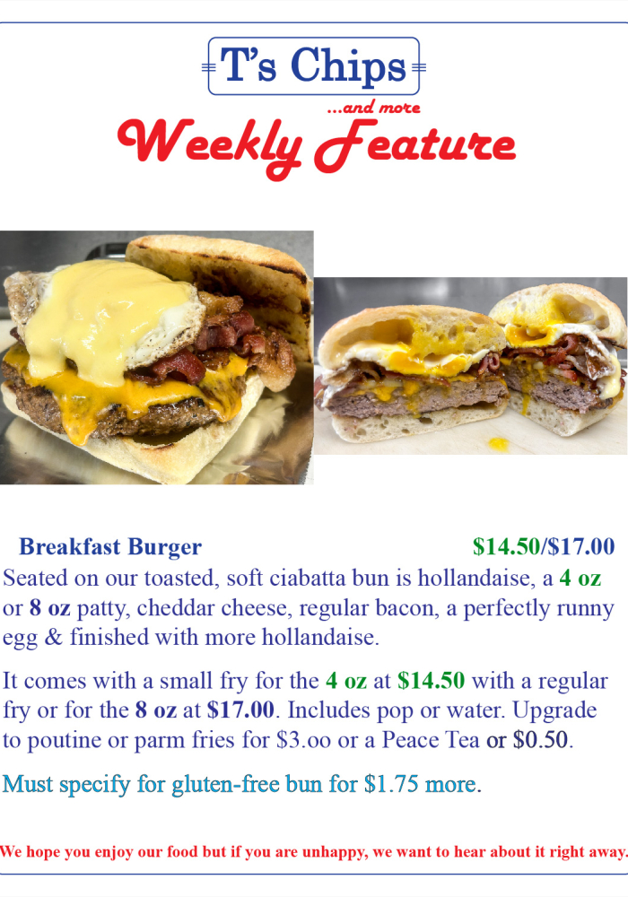 Weekly Feature Breakfast Burger Aug 18 2023
