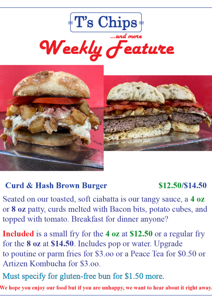 Weekly Feature Curd & Hash Brown Burger May 20 2022