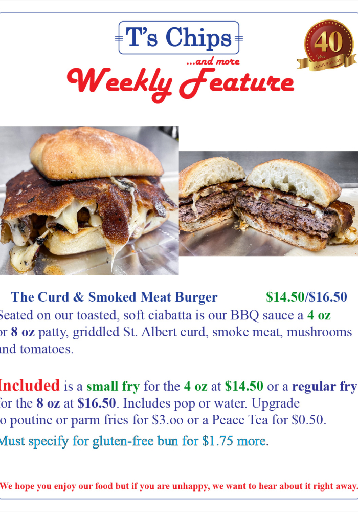Weekly Feature Curd & Smoked Meat Burger May19 2023