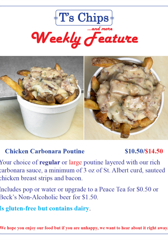 Weekly Feature May 26 Chicken Carbonara Poutine