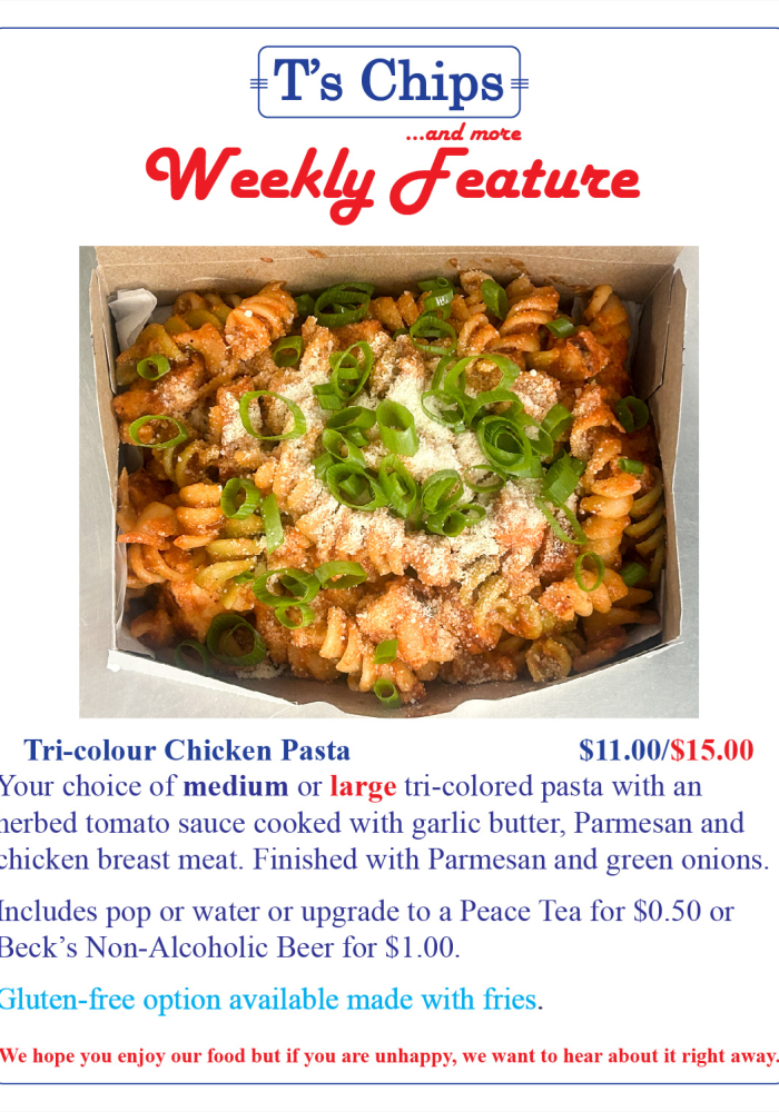 Weekly Feature Tricoloured Chicken Pasta Sept 15 2023