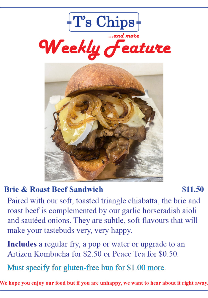 Weekly Features June 18 2021 Brie & Roast beef